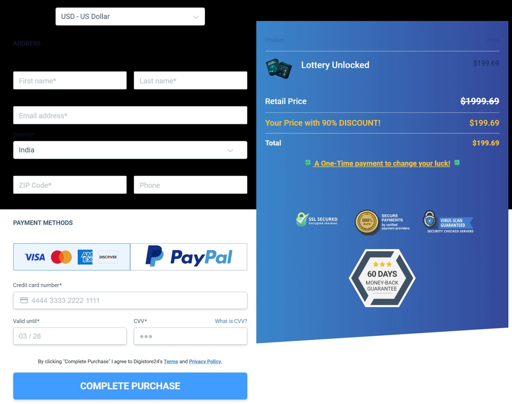 lottery Unlocked checkout